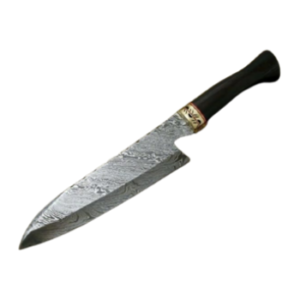 Custom Made Damascus Chef Knife – Wood Handle