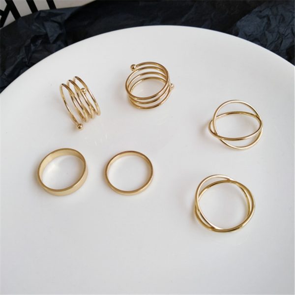 Hiphop/Rock Metal Geometry Circular Punk Rings Set Opening Index Finger Accessories Buckle Joint Tail Ring for Women Jewelry