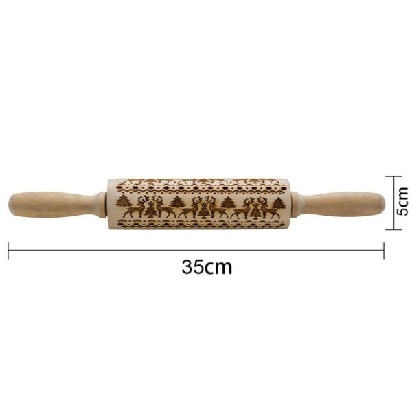 Wooden Rolling Pin Embossing Baking Cookies Noodle Biscuit Fondant Cake Dough