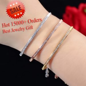 Bracelet Bangle for Women Captivate Bar Slider Brilliant CZ Rose Gold Color Jewelry