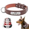 Large Durable Personalized Dog Collar PU Leather Padded Pet ID Collars Customized for Small Medium Large Dogs Cat 4 Size