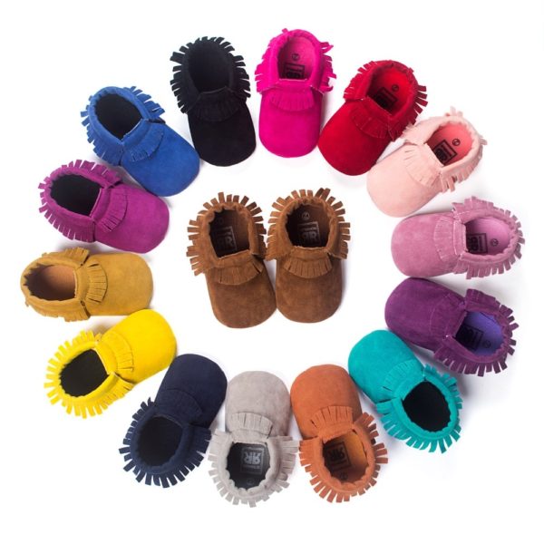 2020 PU Suede Leather Newborn Baby Moccasins Shoes Soft Soled Non-slip Crib First Walker