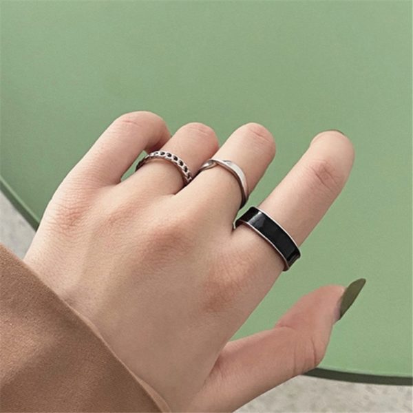 Hiphop/Rock Metal Geometry Circular Punk Rings Set Opening Index Finger Accessories Buckle Joint Tail Ring for Women Jewelry