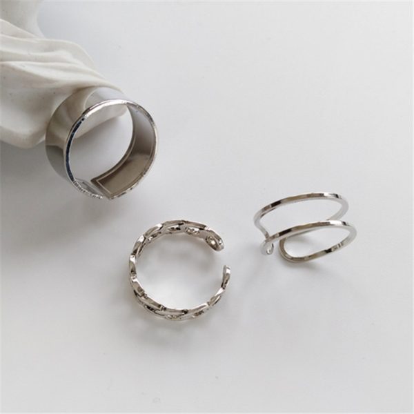 Hiphop/Rock Metal Geometry Circular Punk Rings Set Opening Index Finger Accessories Buckle Joint Tail Ring for Women Jewelry