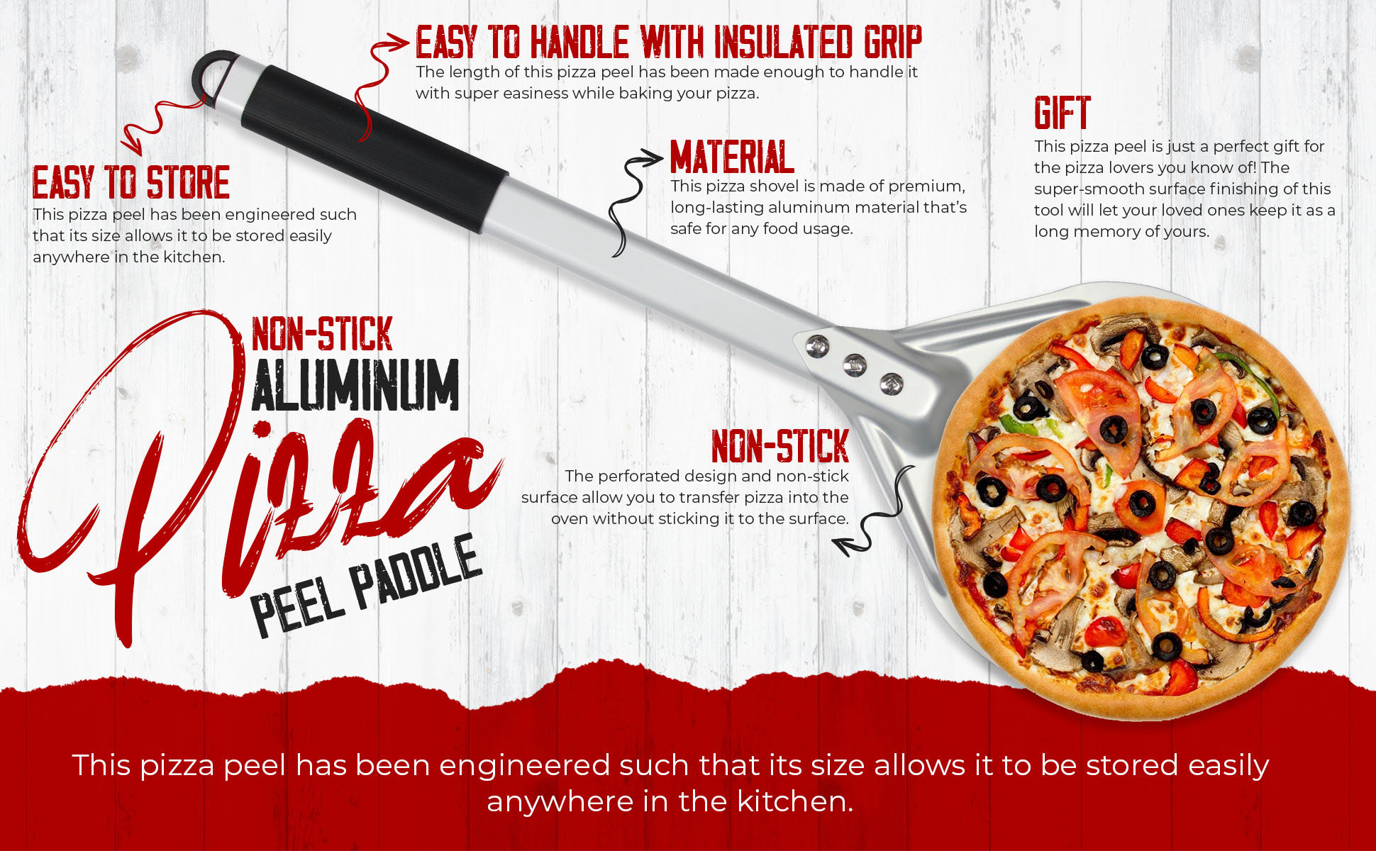 LRUI Turning Pizza Peel with 8 Aluminum Round Pizza Paddle,20.5