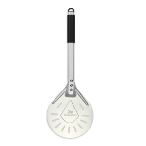 ShoppeHall Nonstick Aluminum Pizza Peel Paddle Spatula 8 Inches Round Anodized Metal Rust Proof Easy to Slip under Dough with Insulated Rubber Grip Easy to Store and handle for Indoor Outdoor Oven